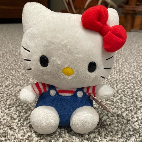 Ty HELLO KITTY 6” Plush Wearing Blue Overalls - Picture 3 of 3